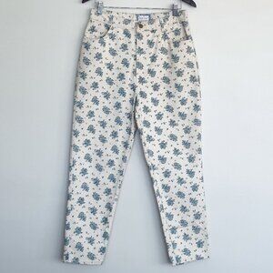 Vintage Bonjour Floral High-Waisted Jeans – Size 14 – Made in USA